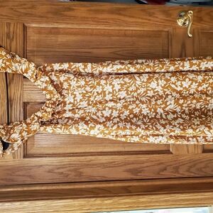 Floral Dress in Burnt Orange and White